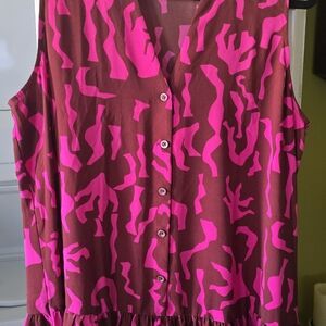 Nine West Women’s Plum /burgurdy Floral Sleeveless Tiered Ruffled Sundress